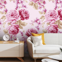 Adesivo Papel de Parede - Folhas Rosas