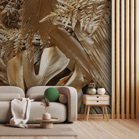 Adesivo Papel de Parede - Folhagem Rose Gold 