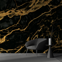 Adesivo Papel de Parede - Mármore Preto Dourado