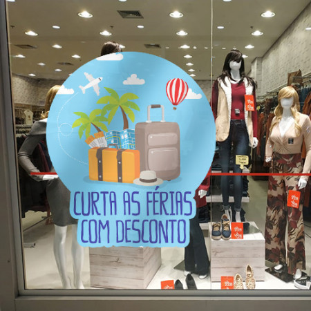 Adesivo de Vitrine - Férias - Curta as Férias