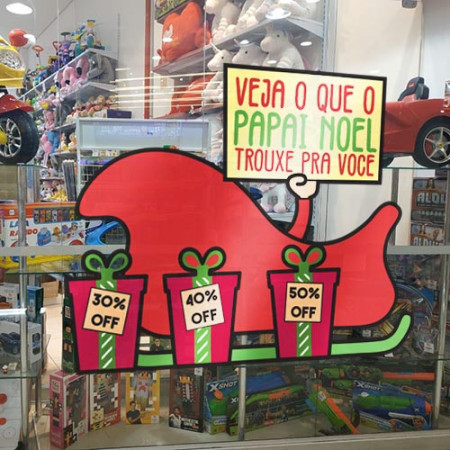 Adesivo de Vitrine - Natal - Trenó de Presentes