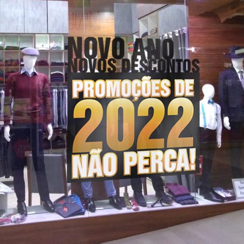 Adesivo de Vitrine - Ano Novo - Novos Descontos