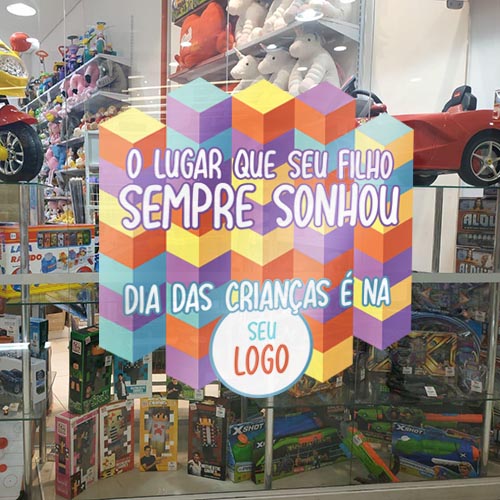 Adesivo de Vitrine - Dia das Crianças - Bloquinhos