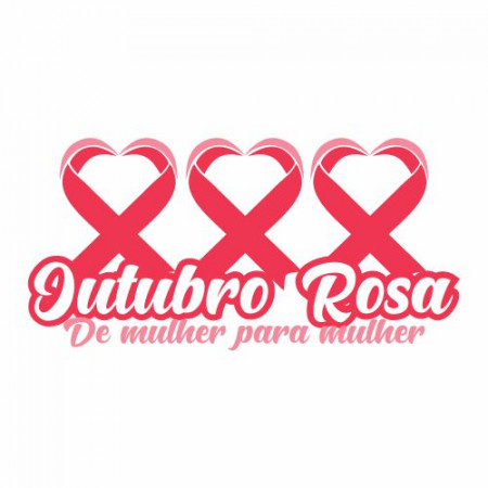 Adesivo de Vitrine - Outubro Rosa - Fitas de Coração