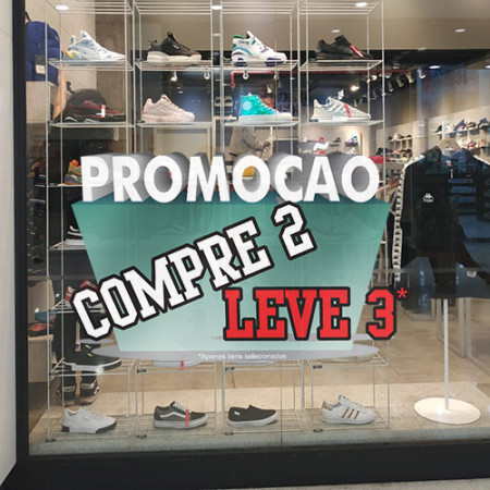Adesivo de Vitrine - Promoção - Compre 2 Leve 3