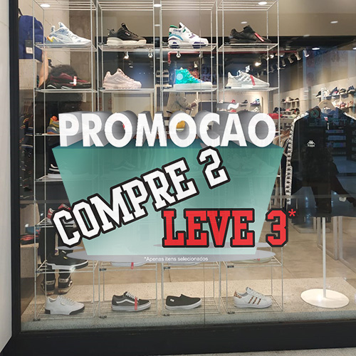Adesivo de Vitrine - Promoção - Compre 2 Leve 3