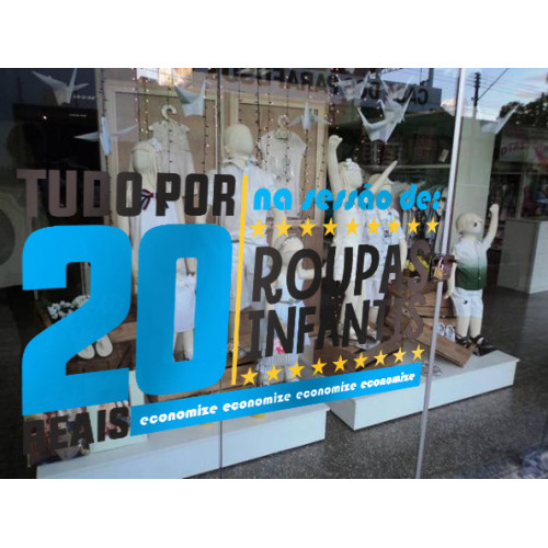 Adesivo de Vitrine - Tudo por - Economize Letreiro