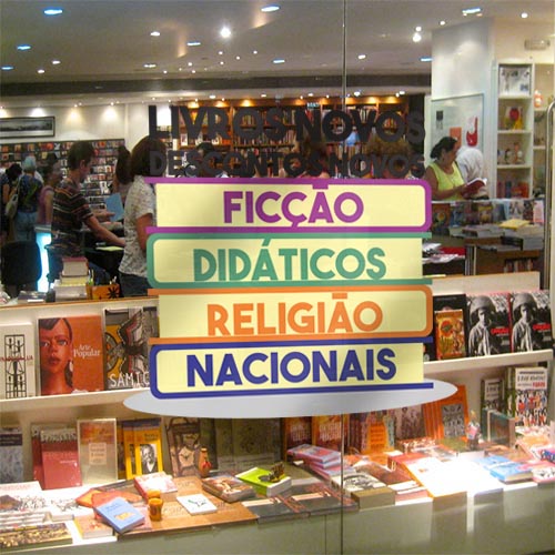 Adesivo de Vitrine - Livraria - Livros Novos