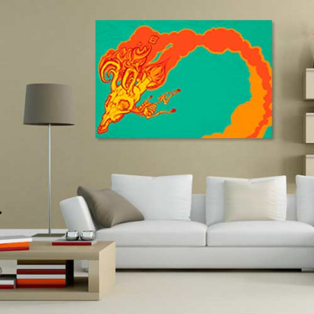 Quadro Decorativo - Crânio flamejante ilustração