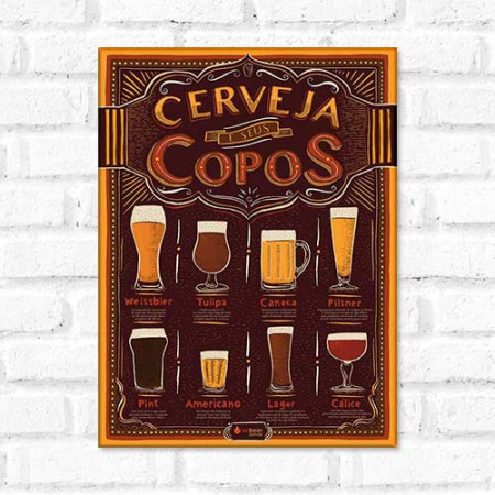 Quadro Decorativo -Cerveja e seus copos