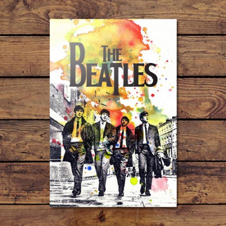 Quadrinho Decorativo - Beatles Aquarela