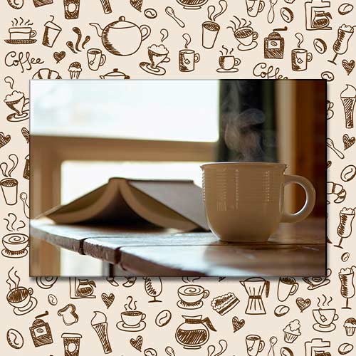 Quadrinho Decorativo - Cafeteria café com leitura