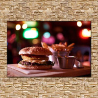 Quadro Decorativo - Lanche hamburger com fritas