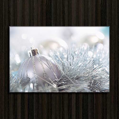 Quadro com fotos- Bola branca de natal